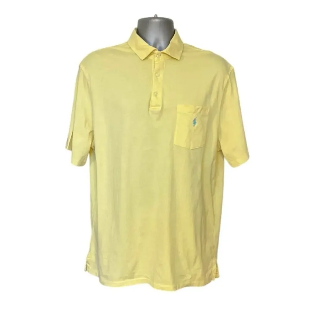 Polo Ralph Lauren Yellow Polo Shirt Men’s Large Classic Fit Cotton Pocket Logo